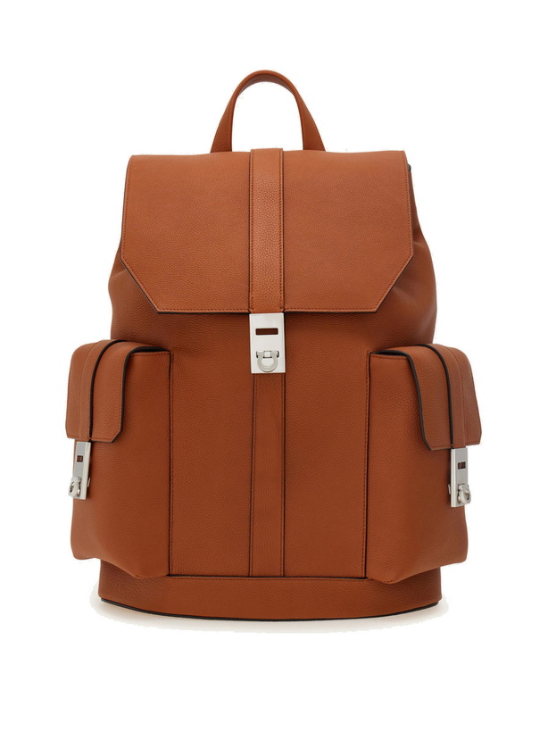 Photo: Ferragamo Mens Utility backpack with Hug buckle in Brown