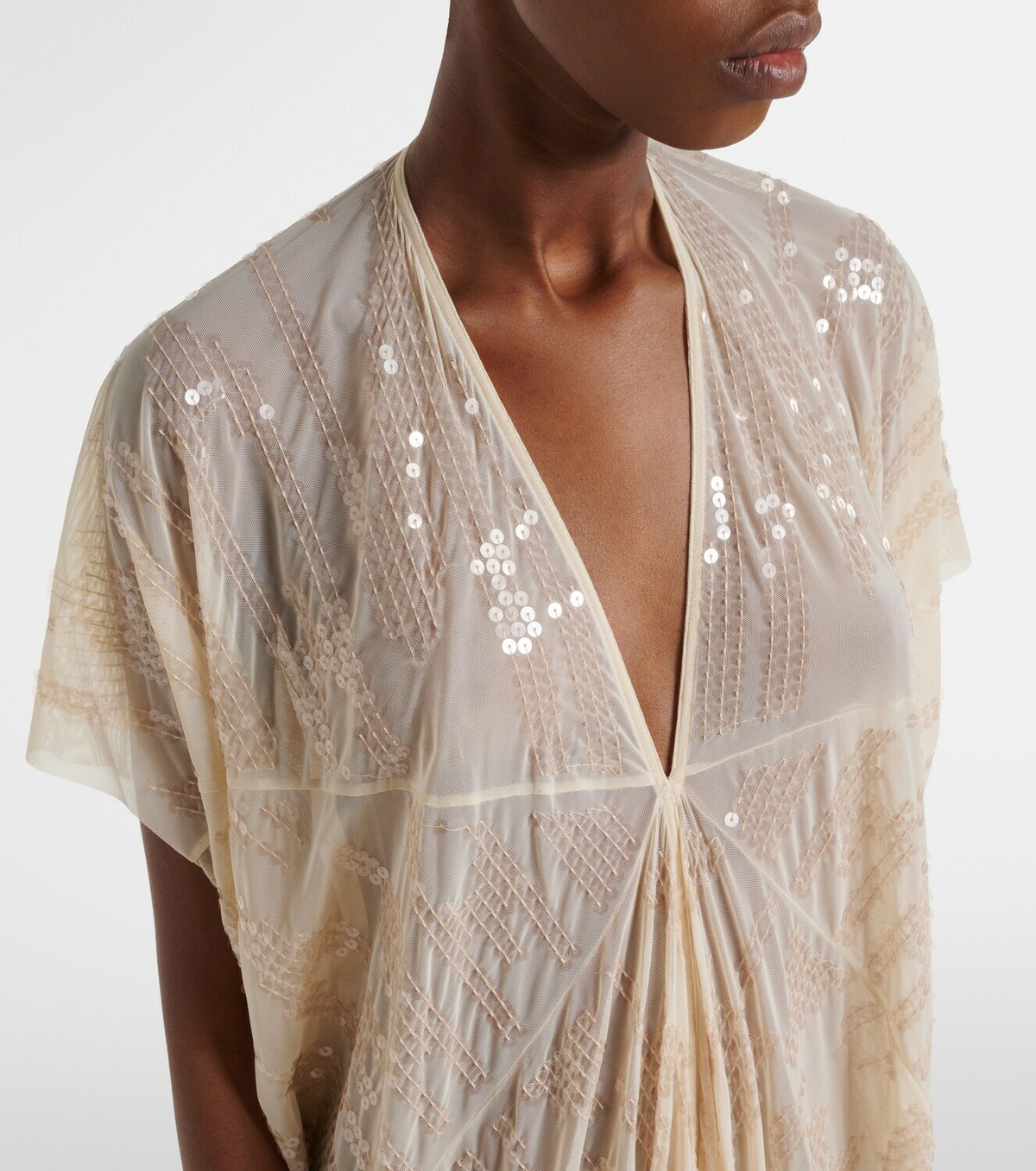 Rick Owens Lilies gathered sequined tulle gown