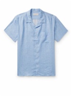 Derek Rose - Milan 23 Camp-Collar Printed Linen Shirt - Blue