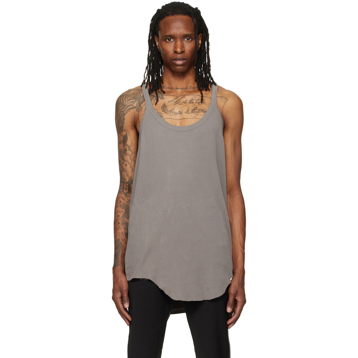 Rick Owens Black Cut-Out Rod Tank Top Rick Owens
