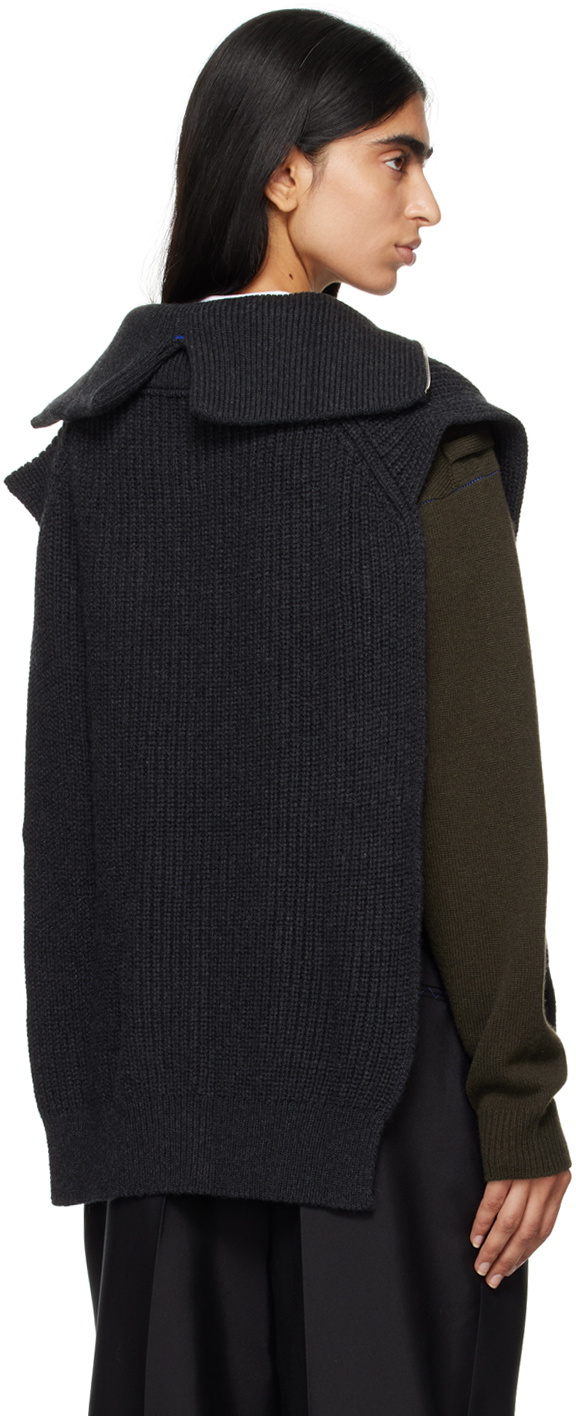 Burberry Gray Cashmere Zip Cape Vest