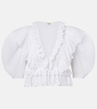 Chloé Embroidered ruffled cotton top