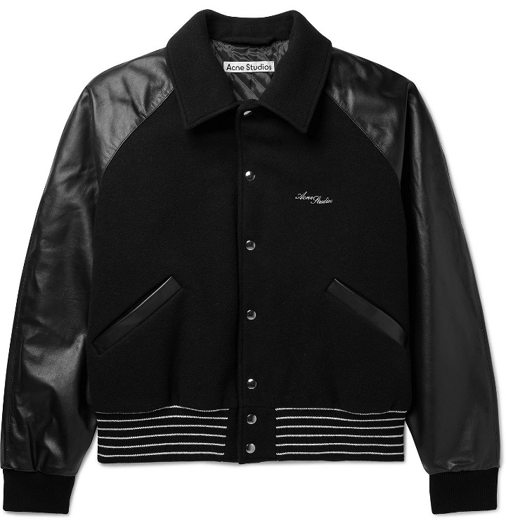 Photo: ACNE STUDIOS - Omber Cropped Padded Wool-Blend and Leather Bomber Jacket - Black