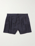 SAINT LAURENT - Straight-Leg Printed Silk-Twill Shorts - Blue