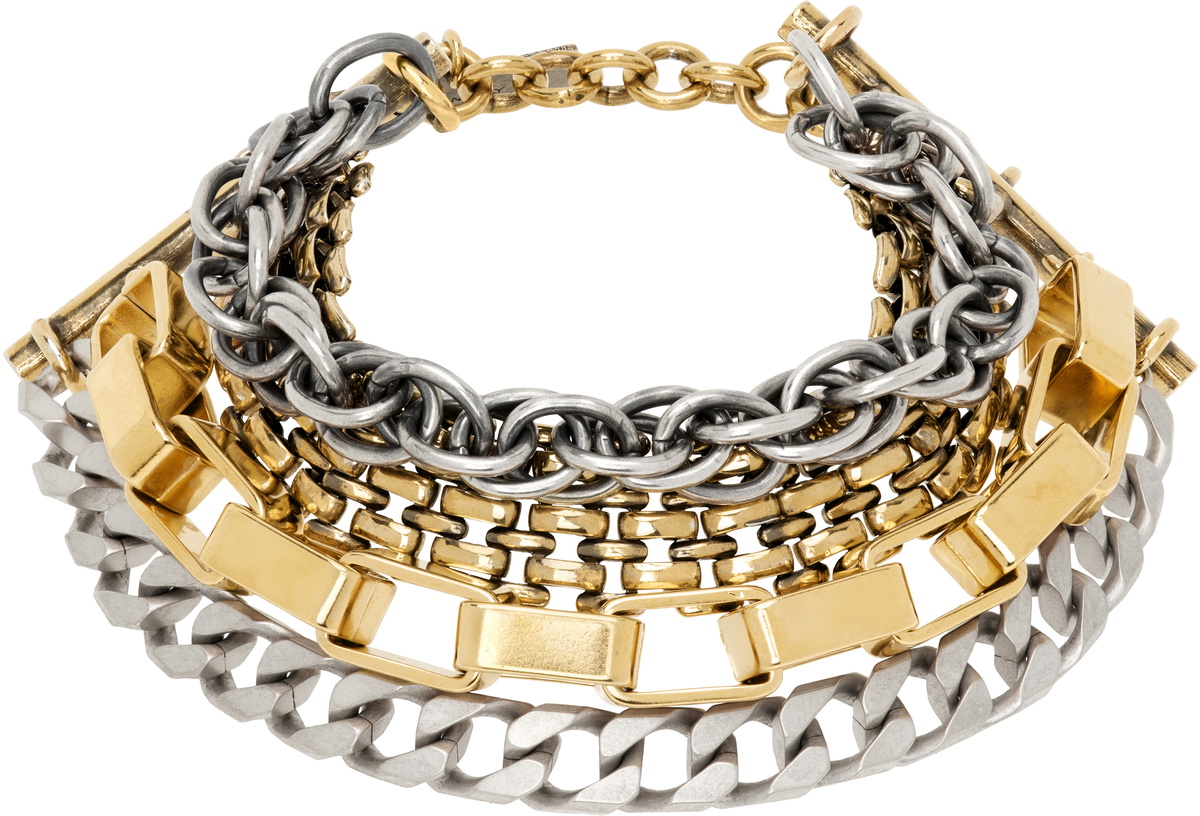 MM6 Maison Margiela Silver & Gold Mixed Chain Bracelet MM6
