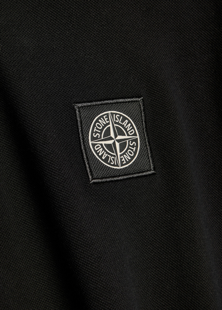 Stone Island Piqué Cotton Polo Shirt Black