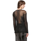 Sulvam Black Sheer Garment-Pleated T-Shirt