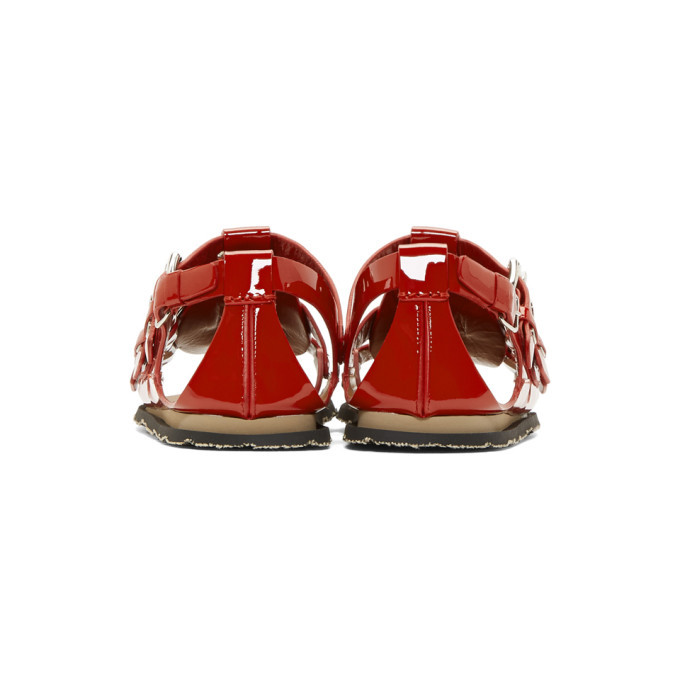 Miu Miu Red Patent Three-Buckle Sandals Miu Miu