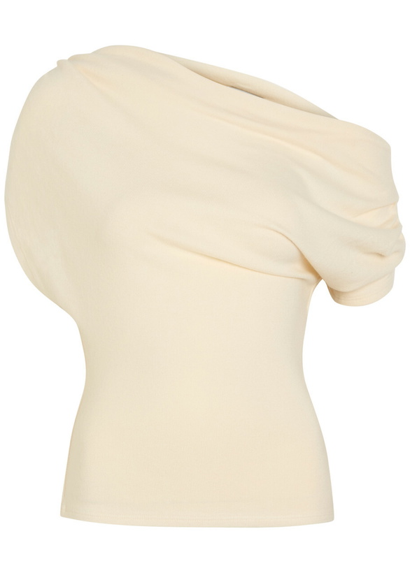 Photo: Reformation Iris Off-the-shoulder Knit top Beige