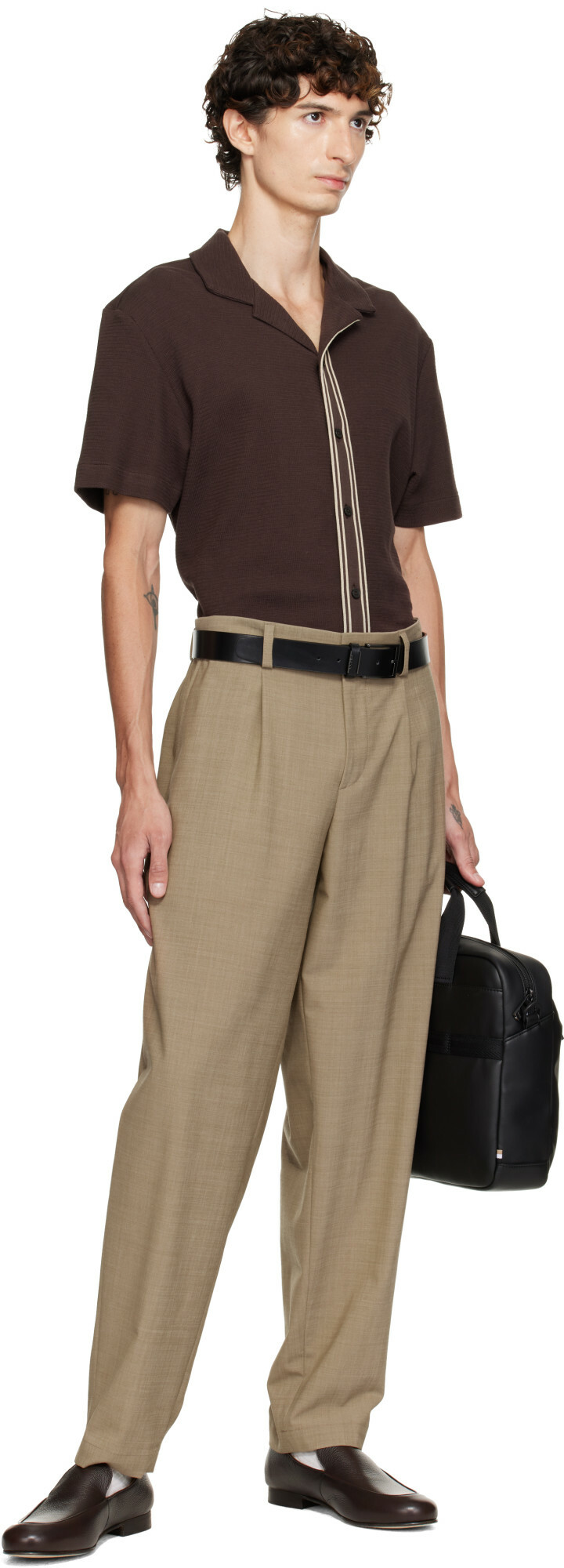 BOSS Brown Leather Loafers