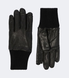 Rick Owens Ribbed-knit leather gloves