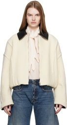 Jean Paul Gaultier Off-White Heavy Wool Bomber Jacket
