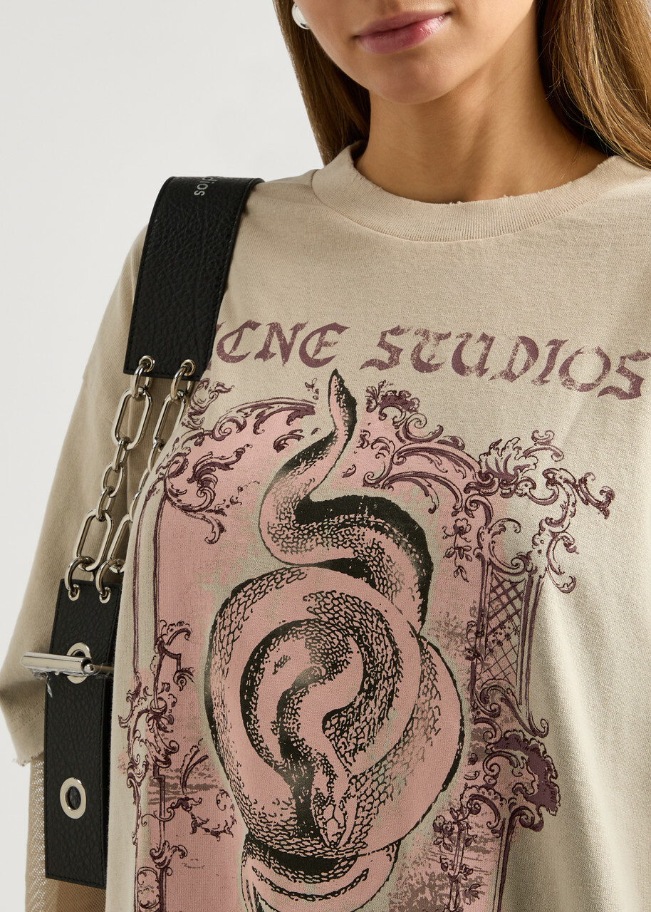 Acne Studios Layered Printed Cotton T-shirt Cream Acne Studios
