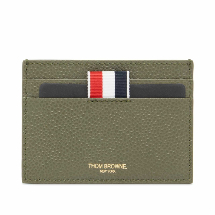 Photo: Thom Browne Men's Single Card Holder in Dark Green Pebble Leather 