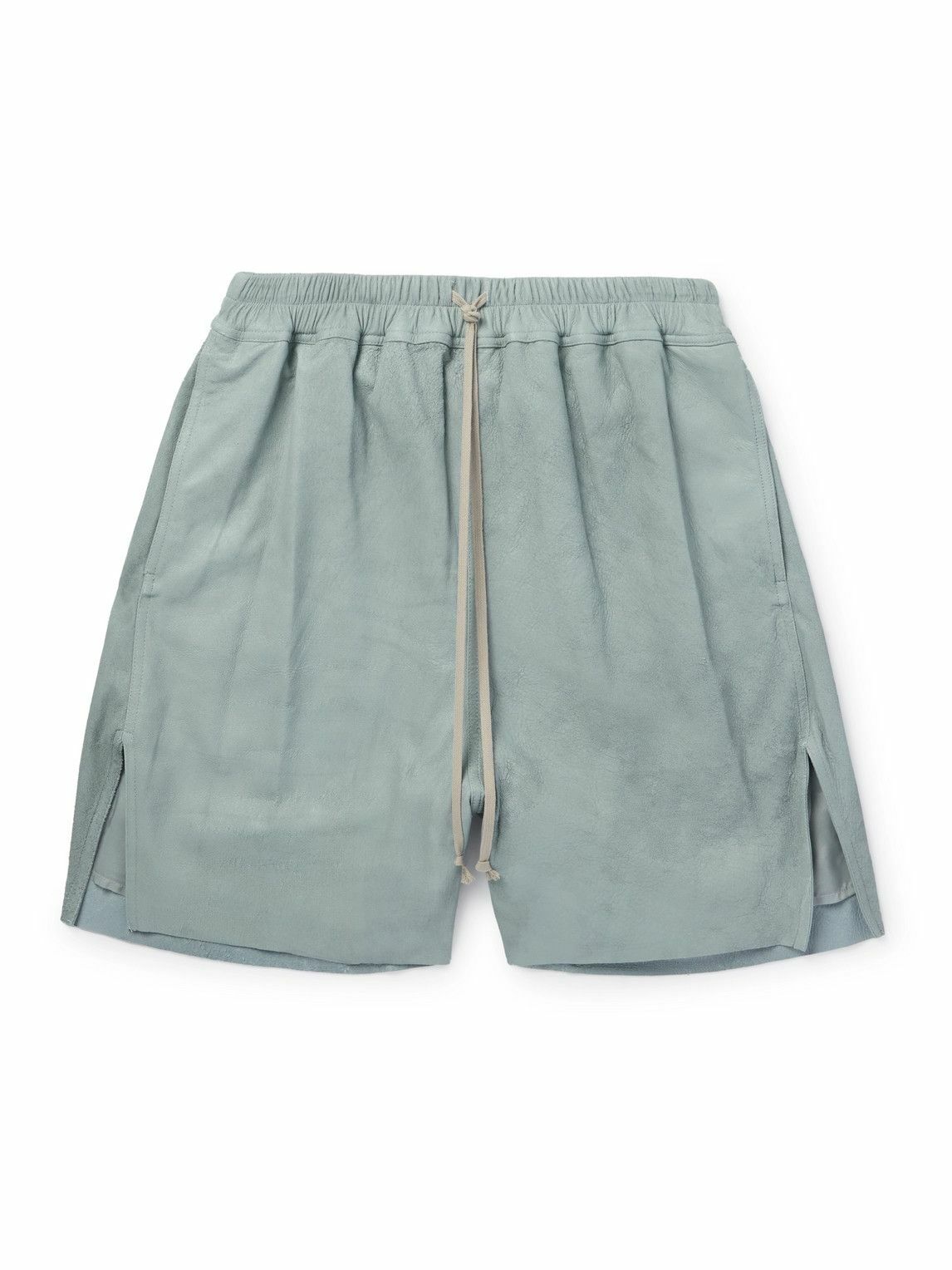 Rick Owens - Straight-Leg Blistered-Suede Drawstring Shorts Rick Owens - Straight-Leg Blistered-Suede Drawstring Shorts