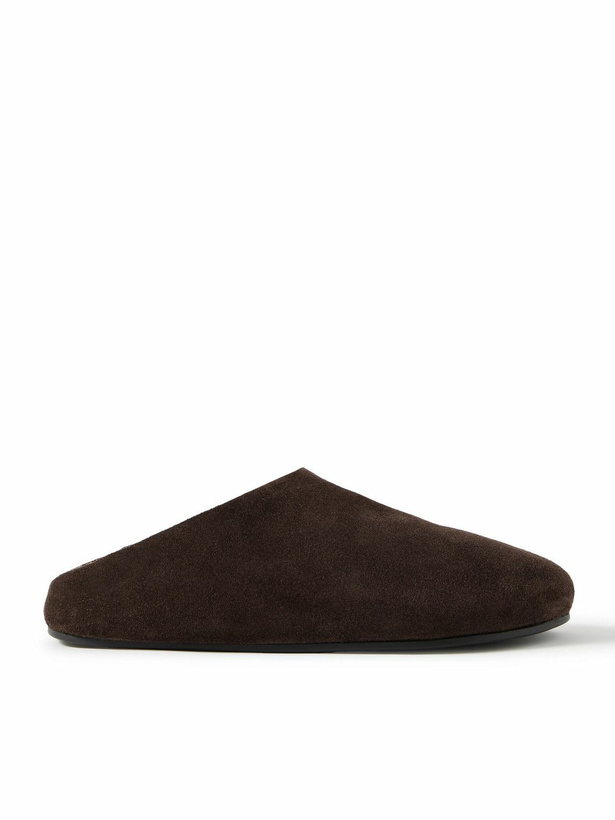 Photo: The Row - Hudson Shearling-Lined Suede Clogs - Brown