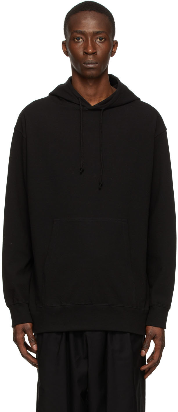 Yohji Yamamoto Black Cotton Hoodie Yohji Yamamoto