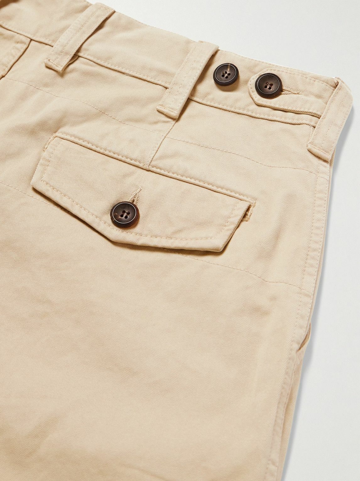 Drake's - Straight-Leg Peached Cotton-Twill Trousers - Neutrals