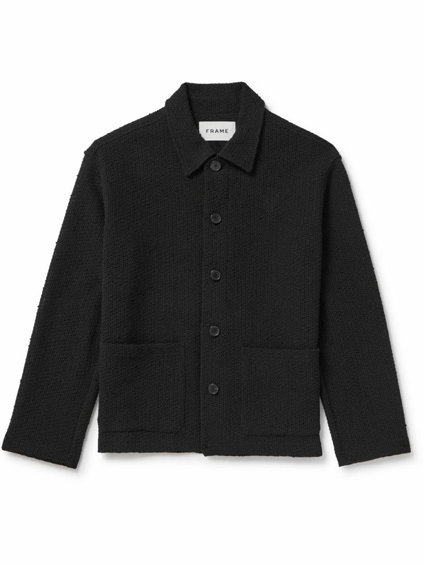 Photo: FRAME - Open-Knit Cotton-Blend Blouson Jacket - Black