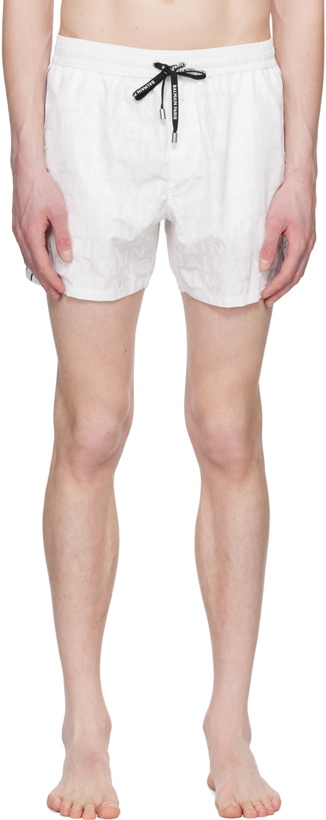 Photo: Balmain White Printed Swim Shorts