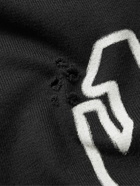 Palm Angels - Distressed Logo-Print Cotton-Jersey Hoodie - Black