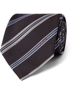 BRIONI - 8cm Striped Silk-Jacquard Tie - Blue