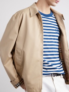 Burberry - Ryan Logo-Embroidered Striped Cotton-Blend Jersey T-Shirt - Blue