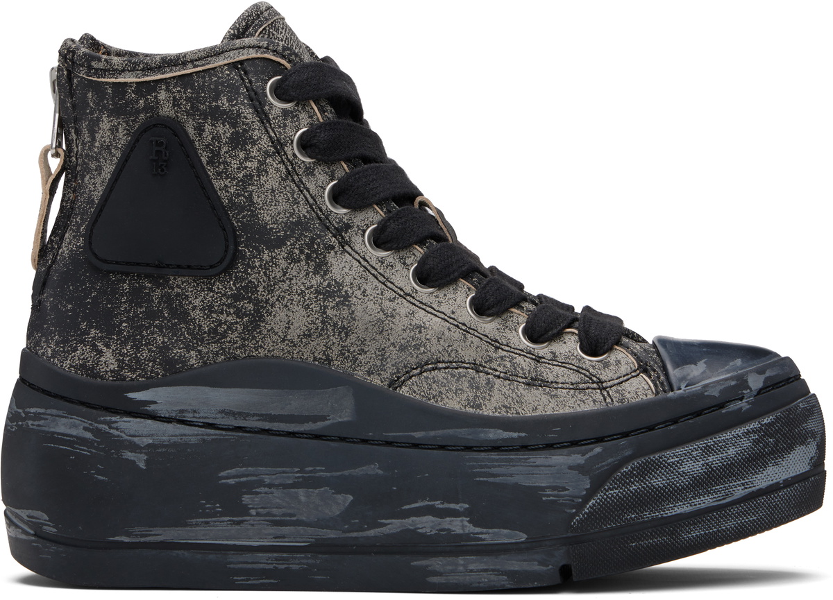 R13 Gray & Black Kurt High Top Sneakers