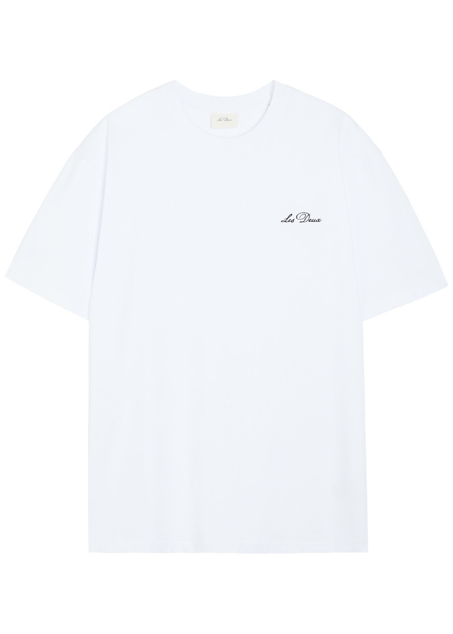 Les Deux Logo-embroidered Cotton T-shirt White