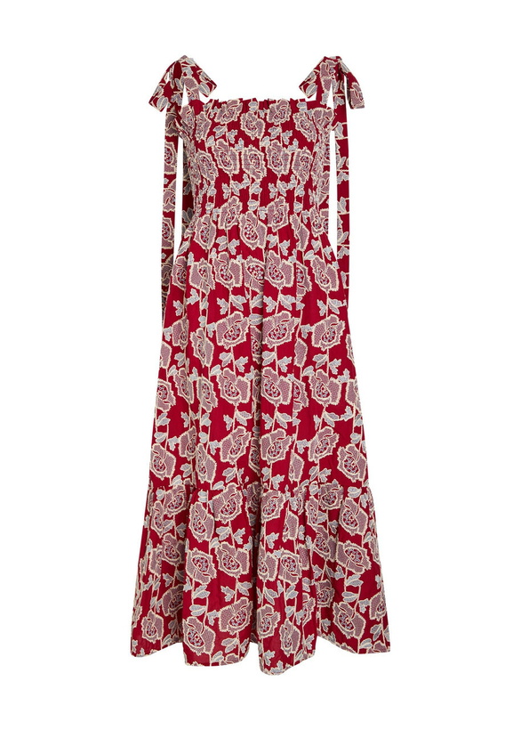 Photo: Erdem Floral-embroidered Cotton-blend Midi Dress Red