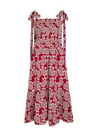 Erdem Floral-embroidered Cotton-blend Midi Dress Red