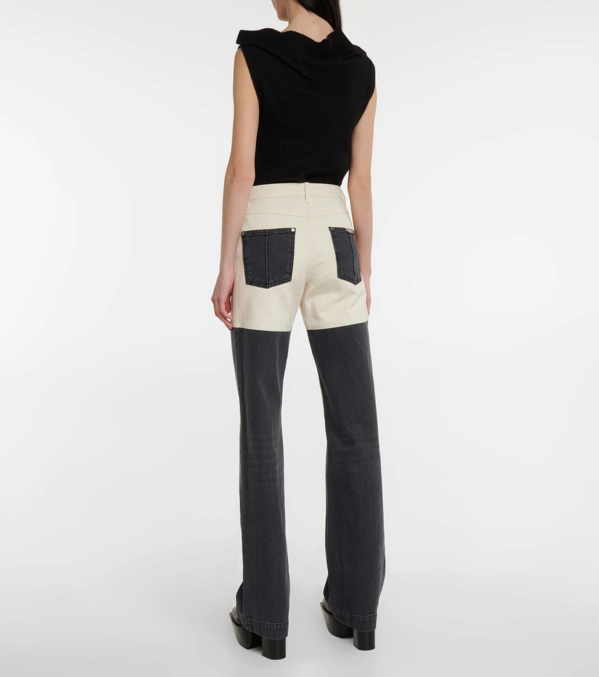Peter Do Bicolor high-rise wide-leg jeans