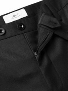 Mr P. - Slim-Fit Black Worsted Wool Trousers - Black