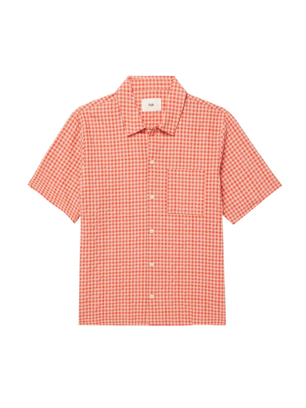 Photo: Folk - Gabe Cotton-Blend Seersucker Shirt - Red