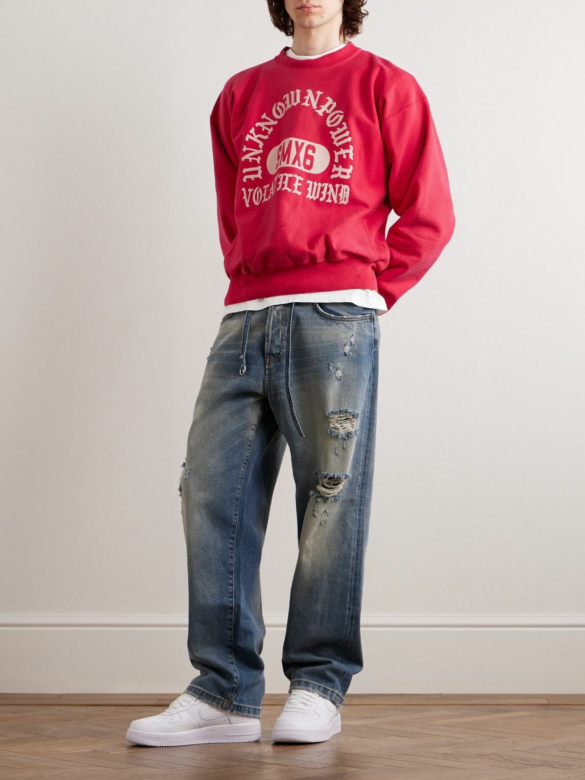 SAINT Mxxxxxx - Logo-Print Cotton-Blend Jersey Sweatshirt - Red