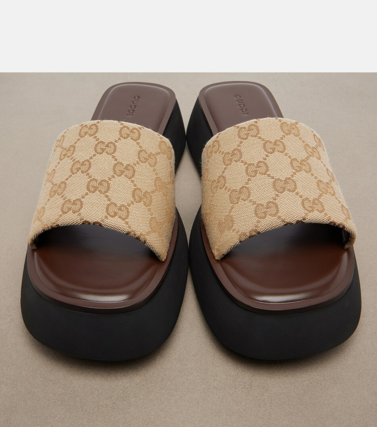 Gucci GG canvas platform slides