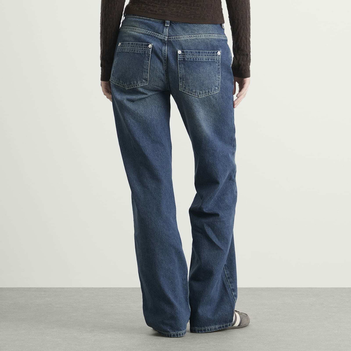 Peachy Den Women's Goldie Wide Leg Jeans in Dark Fade