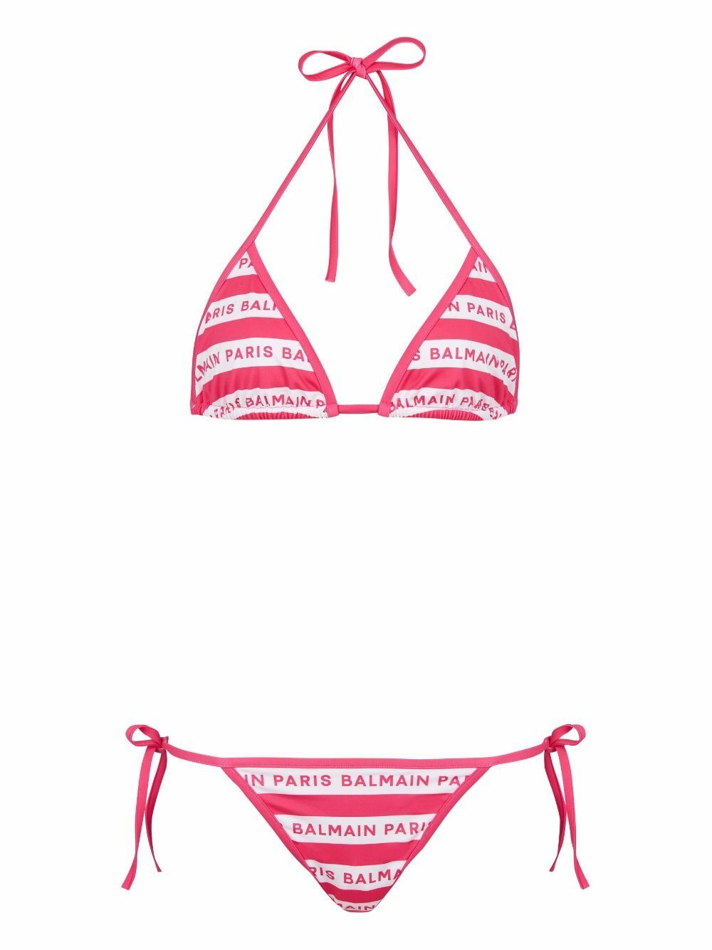 BALMAIN - Striped Triangle Bikini Set Balmain