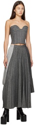 Rokh Gray Pleated Midi Skirt