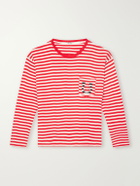 BODE - Logo-Embroidered Striped Ribbed Cotton-Jersey T-Shirt - Red