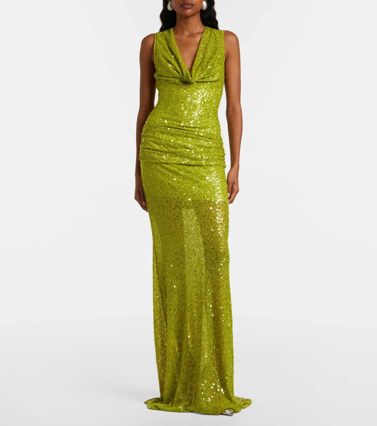David Koma Sequined draped gown