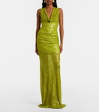 David Koma Sequined draped gown