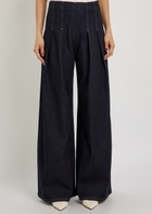 Alice + Olivia Henry Pleated Wide-leg Denim Trousers