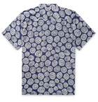 Onia - Anthony Grandad-Collar Printed Cotton Shirt - Blue