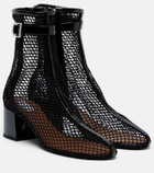 Alaïa Fishnet patent leather-trimmed ankle boots