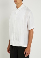 Gusari Montecarlo Pleated Linen Shirt White