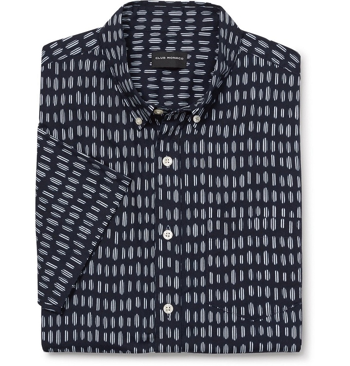Photo: Club Monaco - Button-Down Collar Printed Cotton Shirt - Blue