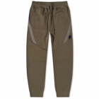 C.P. Company Men's Diagonal Raised Fleece Sweat Pant in Ivy Green