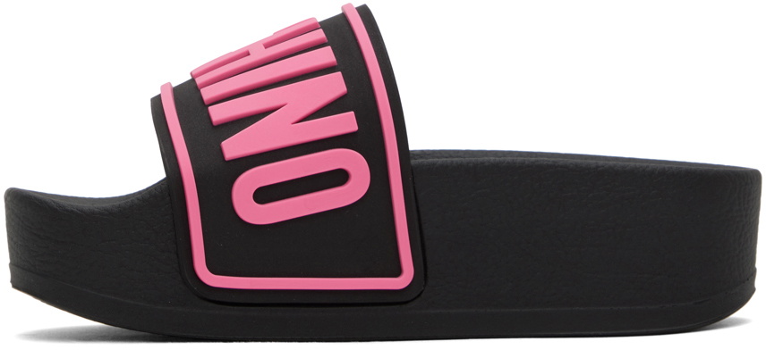 サンダル Moschino FW25 'Pool' slides (MB28022G0NG10 000) Moschino slides men MB28022G0MG10000 Black rubber shoes slip