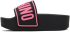Moschino Black & Pink Platform Pool Slides